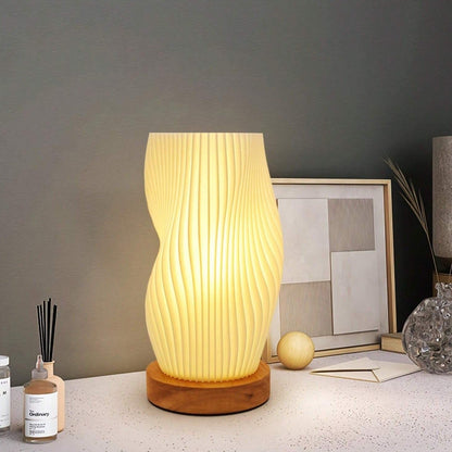 Wavecrest Table Lamp With Metal Base And Sculpted Shade NALANI