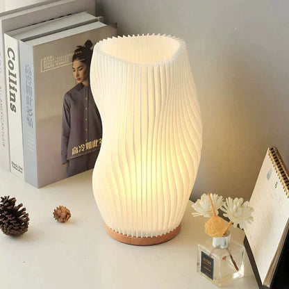 Wavecrest Table Lamp With Metal Base And Sculpted Shade NALANI