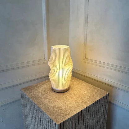 Wavecrest Table Lamp With Metal Base And Sculpted Shade NALANI