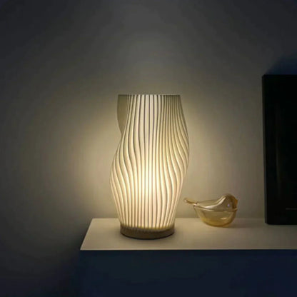 Wavecrest Table Lamp With Metal Base And Sculpted Shade NALANI