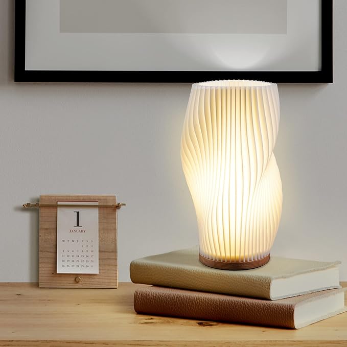 Wavecrest Table Lamp With Metal Base And Sculpted Shade NALANI