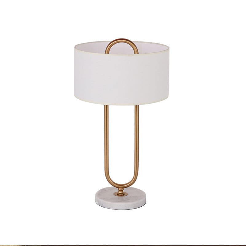 White Drum Table Lamp With Oval Base For Modern Decor NALANI