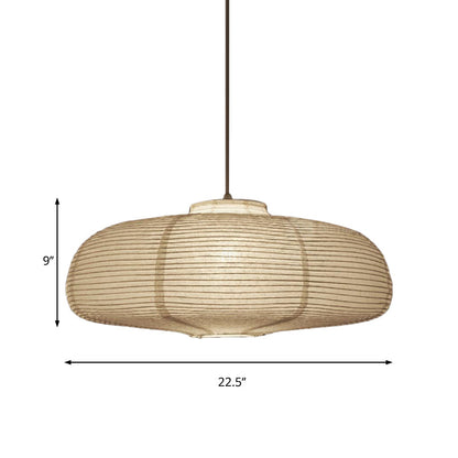 Wide Lantern Pendant Light With Paper Shade White 1 Light NALANI