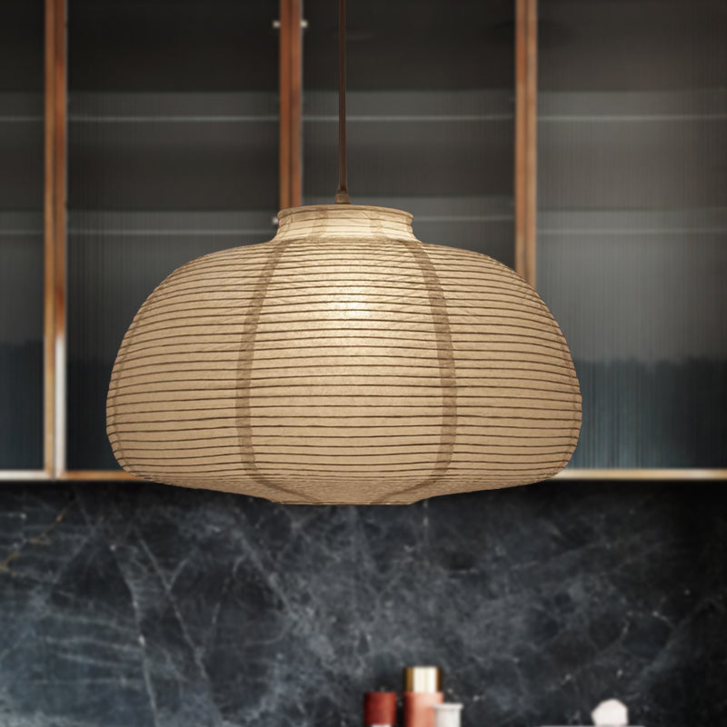 Wide Lantern Pendant Light With Paper Shade White 1 Light NALANI