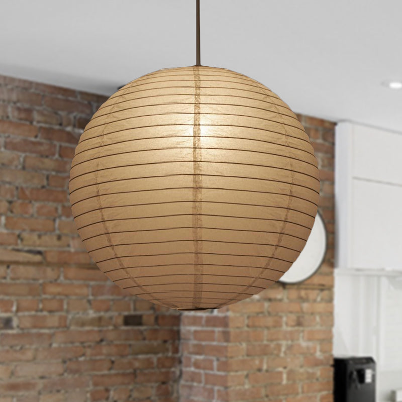Wide Lantern Pendant Light With Paper Shade White 1 Light NALANI
