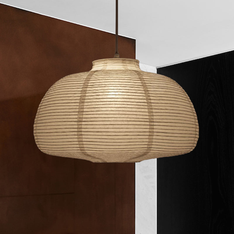 Wide Lantern Pendant Light With Paper Shade White 1 Light NALANI