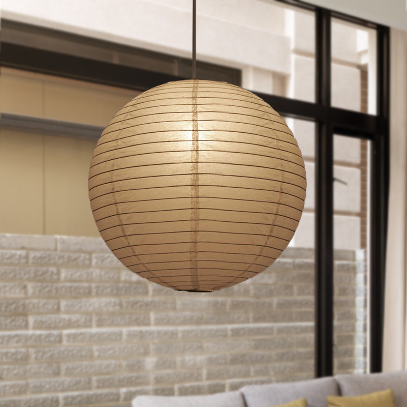 Wide Lantern Pendant Light With Paper Shade White 1 Light White 16" NALANI