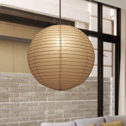 Wide Lantern Pendant Light With Paper Shade White 1 Light White 16" NALANI