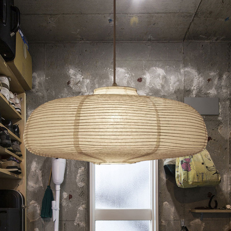 Wide Lantern Pendant Light With Paper Shade White 1 Light White 22.5" NALANI