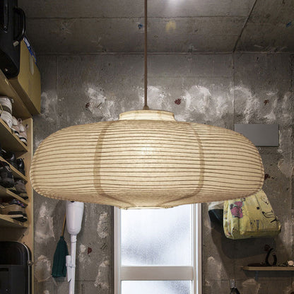 Wide Lantern Pendant Light With Paper Shade White 1 Light White 22.5" NALANI