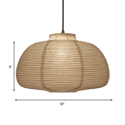Wide Lantern Pendant Light With Paper Shade White 1 Light NALANI