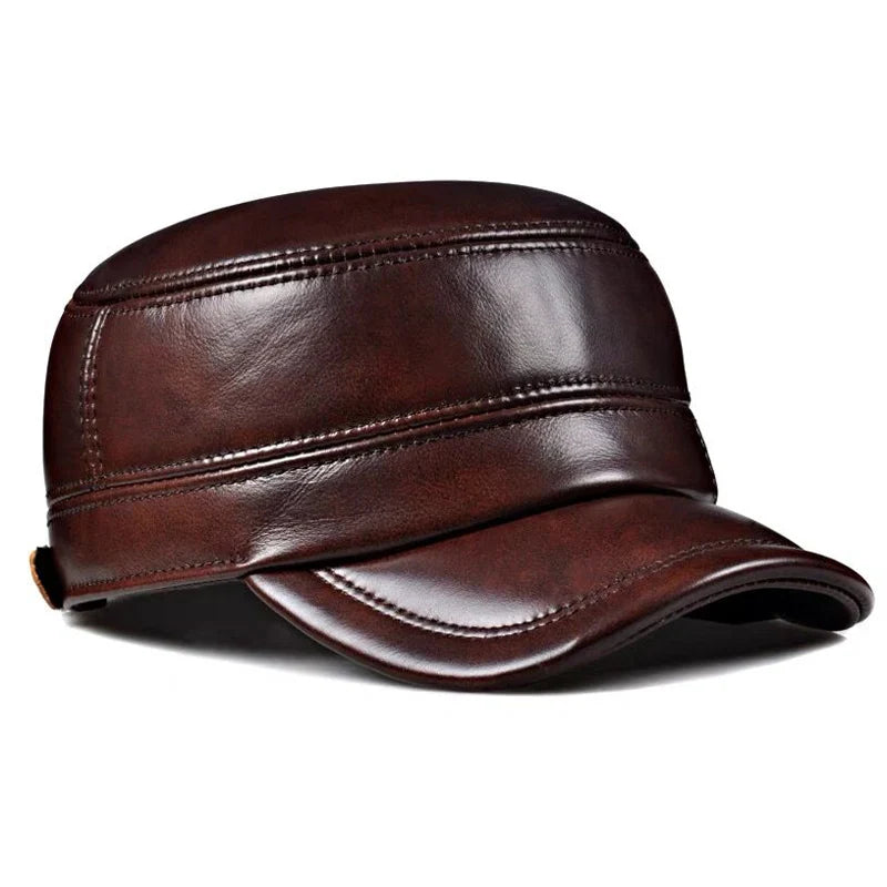 Winter Leather Military British Vintage Cap For Men NALANI