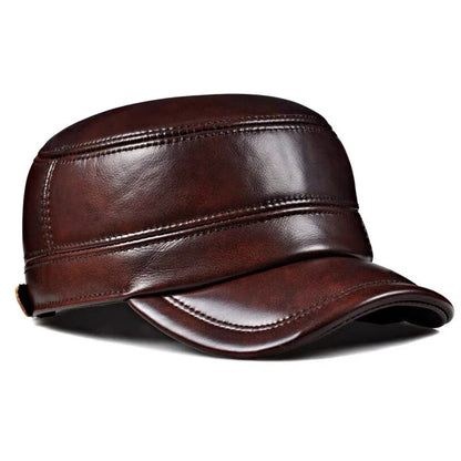 Winter Leather Military British Vintage Cap For Men NALANI