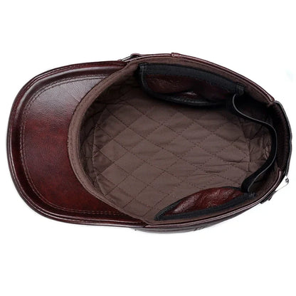 Winter Leather Military British Vintage Cap For Men NALANI