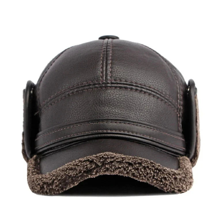 Winter Warm Earwarmer Windproof Faux Leather Bomber Hat NALANI