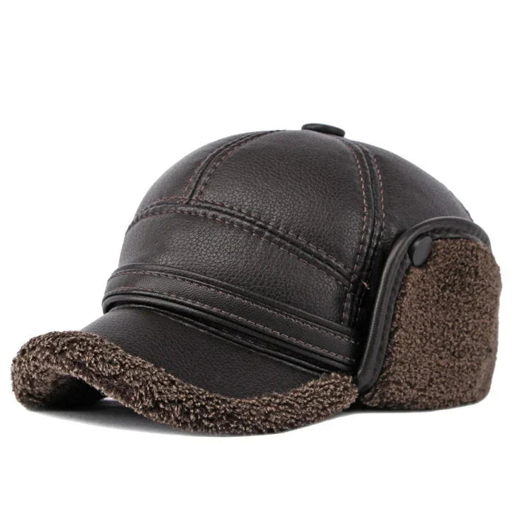 Winter Warm Earwarmer Windproof Faux Leather Bomber Hat NALANI