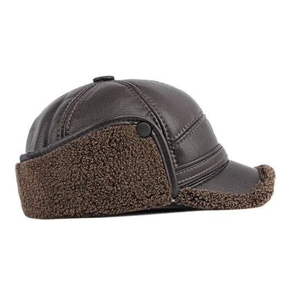 Winter Warm Earwarmer Windproof Faux Leather Bomber Hat NALANI