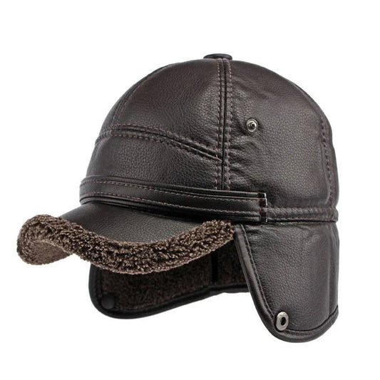 Winter Warm Earwarmer Windproof Faux Leather Bomber Hat NALANI
