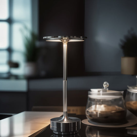 Wireless Modern Aura Table Lamp with Touch Control and Adjustable Light Silver NALANI