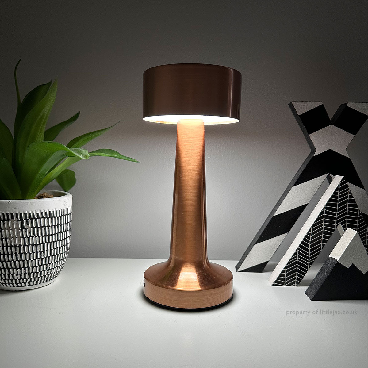 Wireless Modern Table Lamp with Adjustable Brightness and Unique Design Rosé Gold NALANI