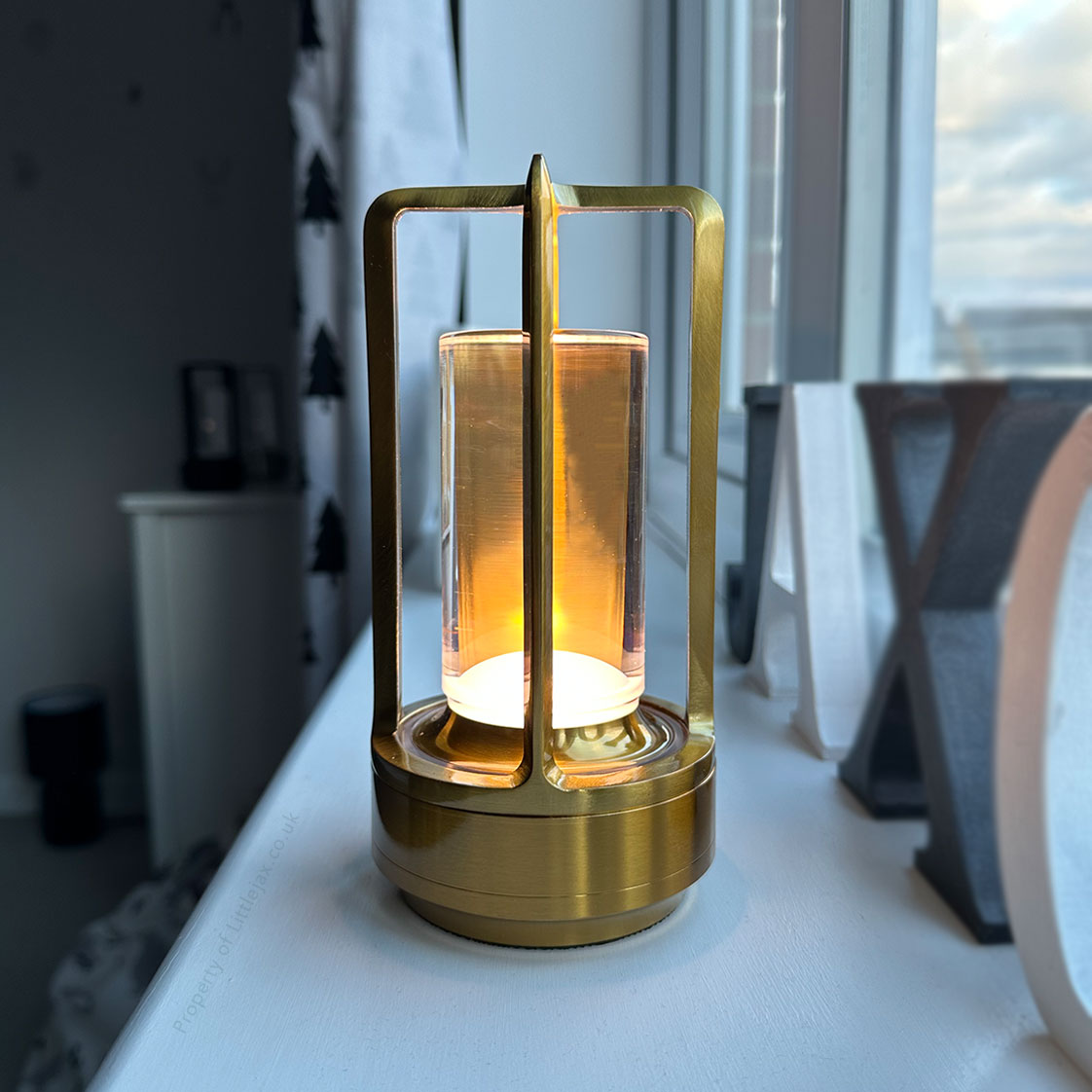 Wireless Vintage Lantern Table Lamp with Adjustable Brightness Gold NALANI
