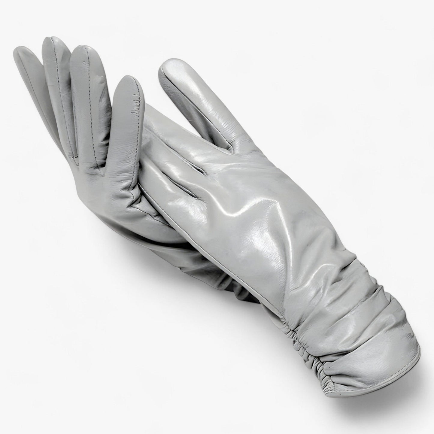 Women Sheepskin Leather Winter Gloves Elegant Warmth Gray NALANI