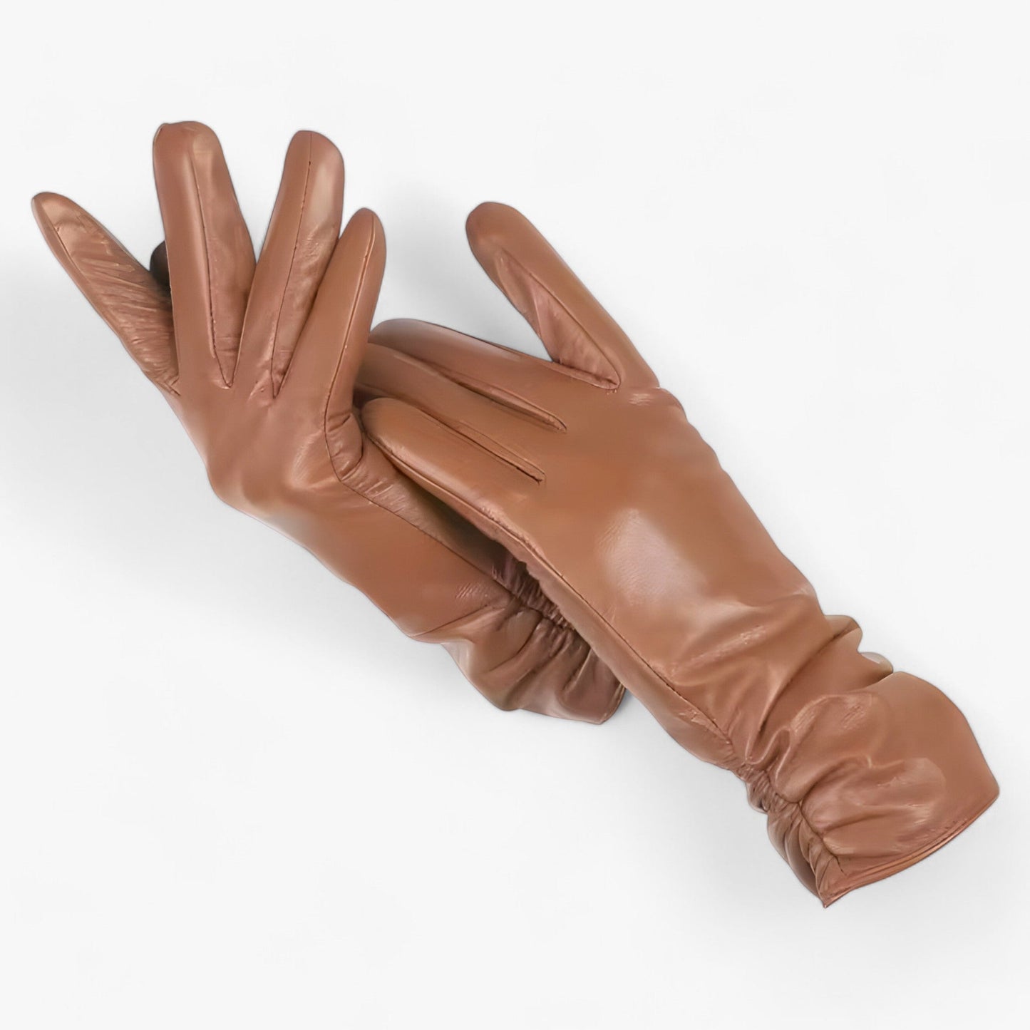 Women Sheepskin Leather Winter Gloves Elegant Warmth Khaki NALANI