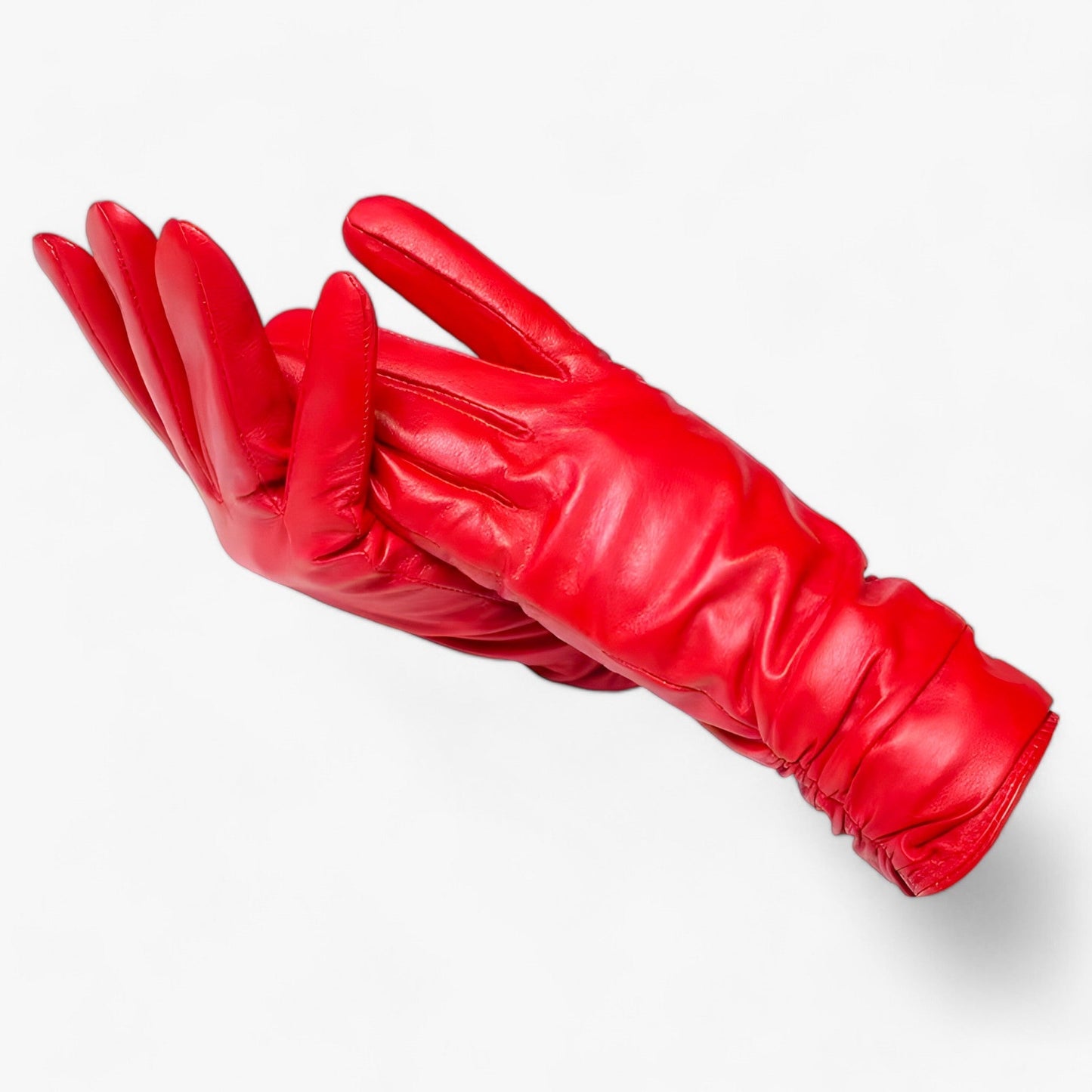 Women Sheepskin Leather Winter Gloves Elegant Warmth Red NALANI