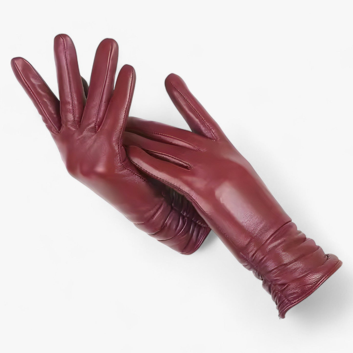 Women Sheepskin Leather Winter Gloves Elegant Warmth Red wine NALANI