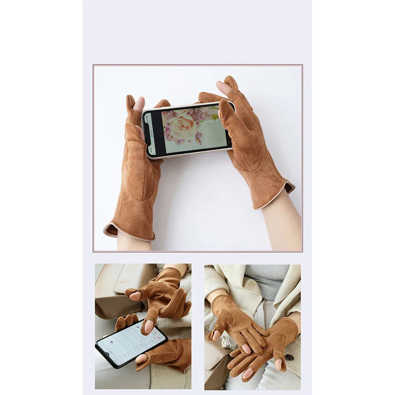 Womens Autumn Winter Touchscreen Thin Cashmere Gloves NALANI