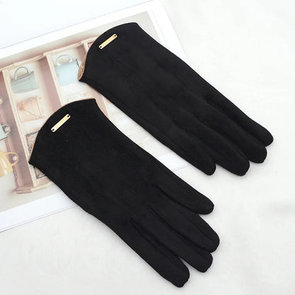 Womens Autumn Winter Touchscreen Thin Cashmere Gloves black One Size NALANI