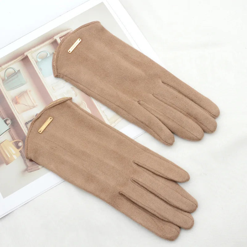 Womens Autumn Winter Touchscreen Thin Cashmere Gloves khaki One Size NALANI