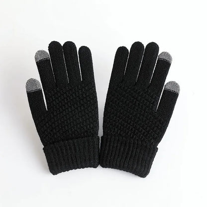 Women's Cashmere Knit Winter Gloves Warm Soft Stretch Fit Black One Size NALANI