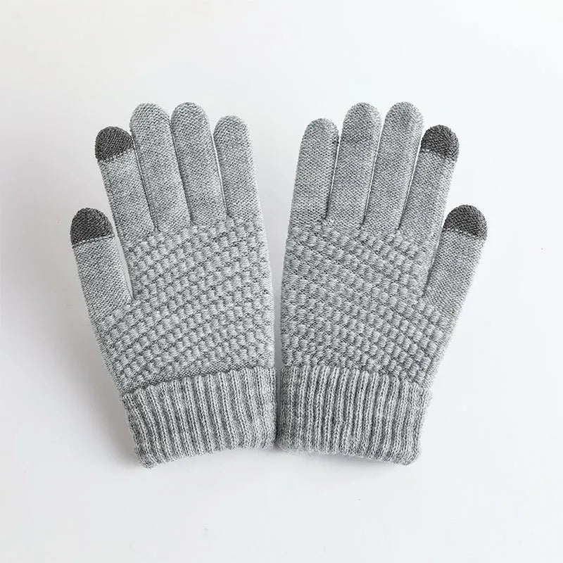 Women's Cashmere Knit Winter Gloves Warm Soft Stretch Fit Gray One Size NALANI