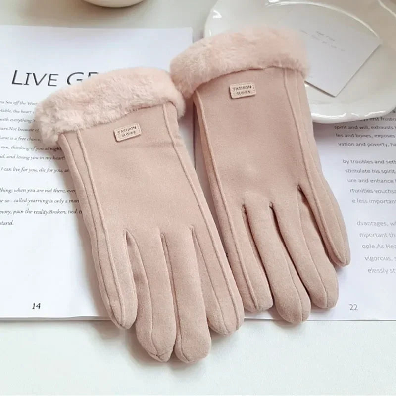 Womens Thick Plush Winter Gloves With Suede Touchscreen NALANI