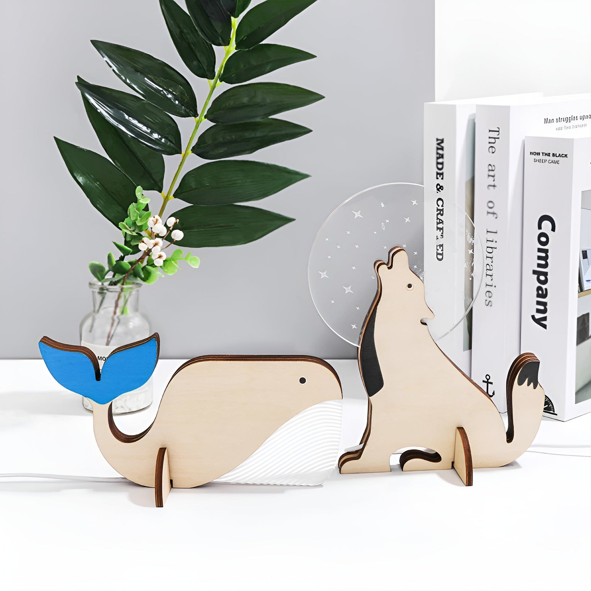 Wood Acrylic Wildlife LED Night Lamp For Kids Room Decor NALANI