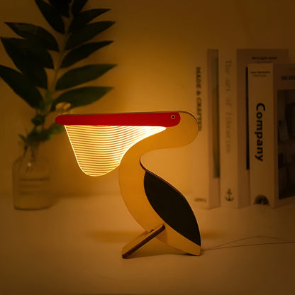 Wood Acrylic Wildlife LED Night Lamp For Kids Room Decor Pelican NALANI