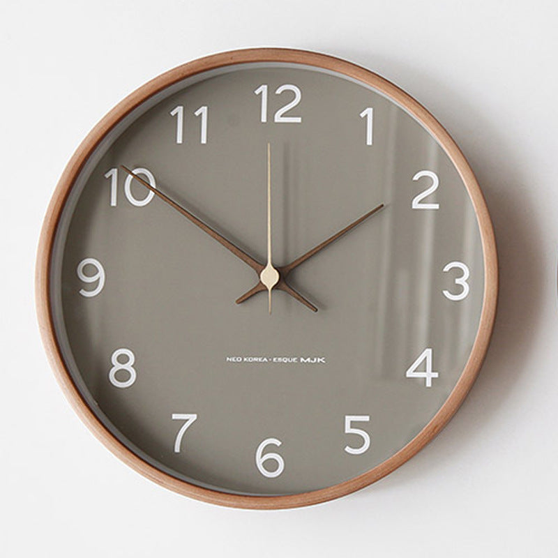 Wooden Analog Wall Clock for Home Decor Stylish and Functional Timepiece Gray NALANI