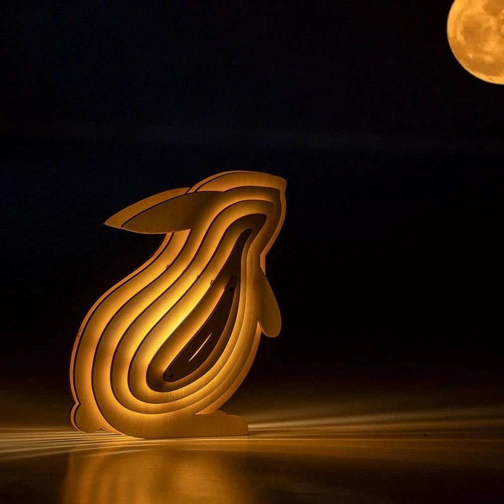 Wooden Animal Light Unique 3D Design Creative Home Decor Lamp NaLani