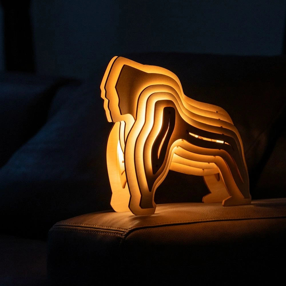 Wooden Animal Light Unique 3D Design Creative Home Decor Lamp Gorilla NaLani