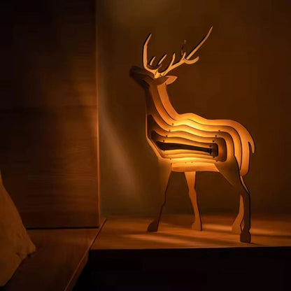 Wooden Animal Light Unique 3D Design Creative Home Decor Lamp Reindeer NaLani