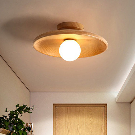Wooden Bowl Ceiling Lamp Minimalist Semi Flush Mount Light NALANI