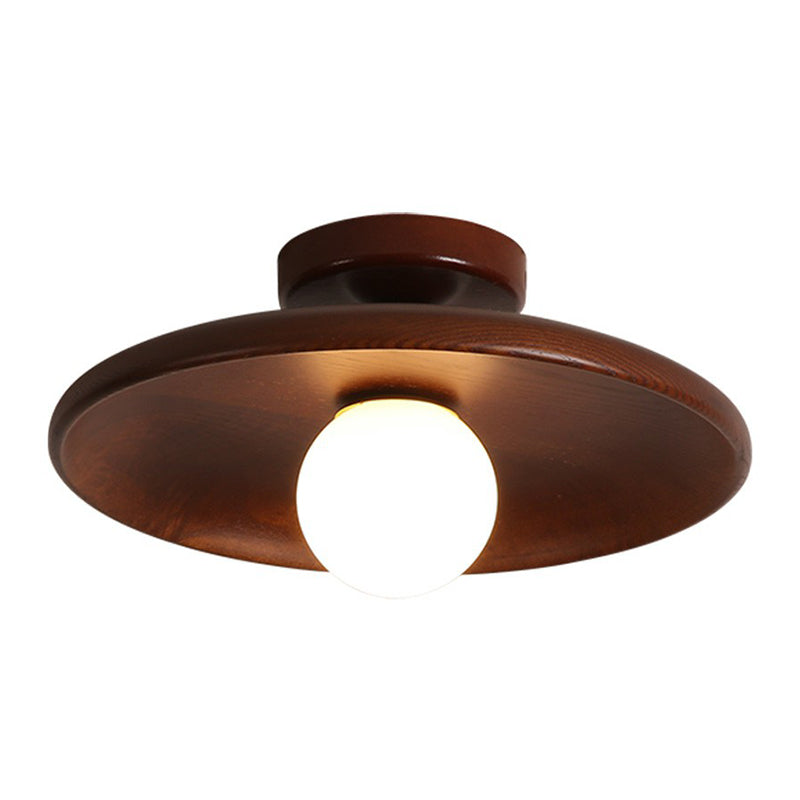 Wooden Bowl Ceiling Lamp Minimalist Semi Flush Mount Light NALANI