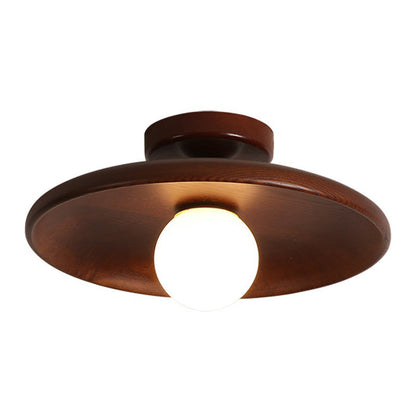 Wooden Bowl Ceiling Lamp Minimalist Semi Flush Mount Light NALANI