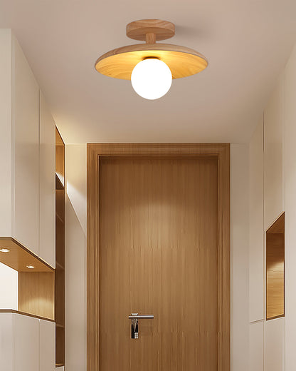 Wooden Ceiling Lamp With Natural Finish For Low Ceilings NALANI