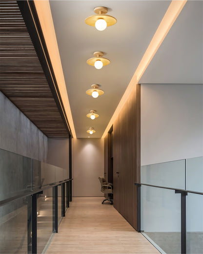Wooden Ceiling Lamp With Natural Finish For Low Ceilings NALANI