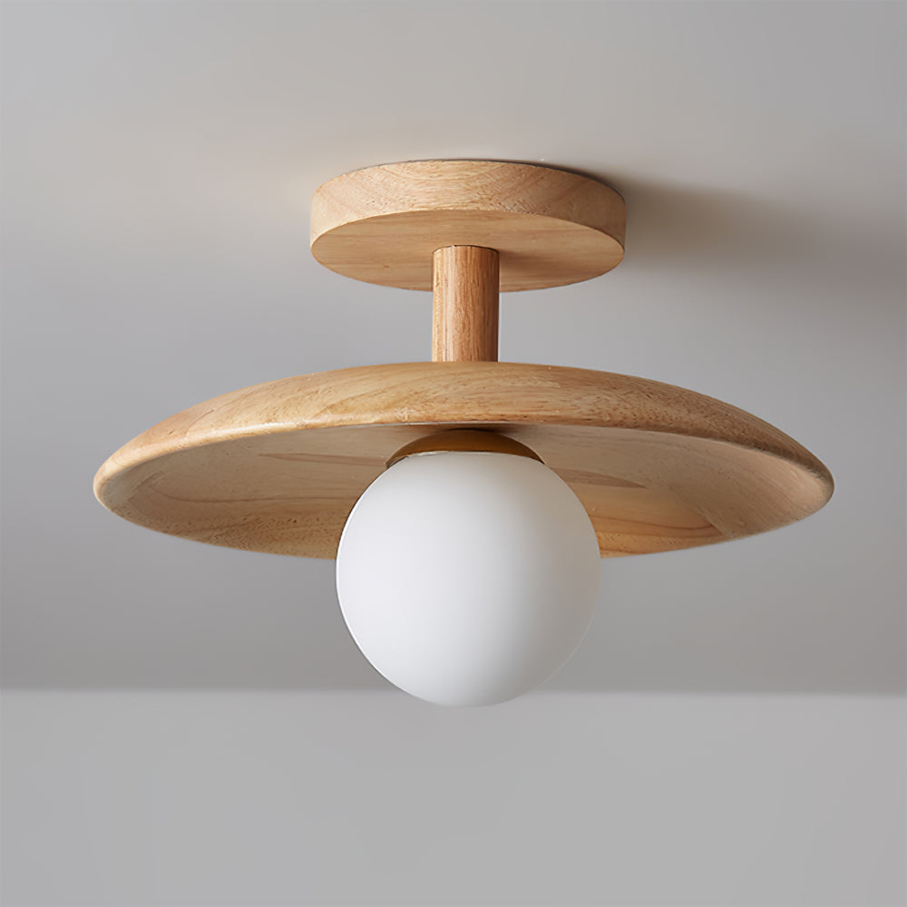 Wooden Ceiling Lamp With Natural Finish For Low Ceilings NALANI
