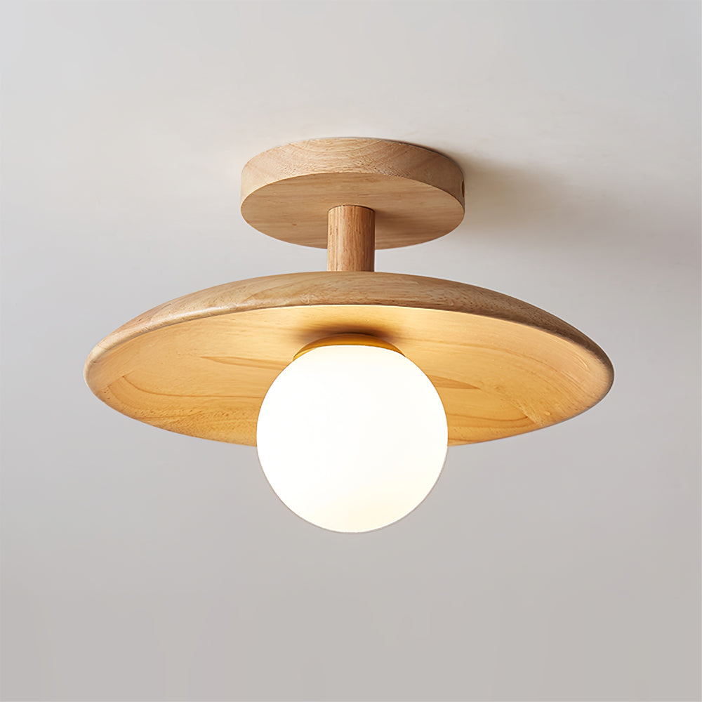 Wooden Ceiling Lamp With Natural Finish For Low Ceilings NALANI