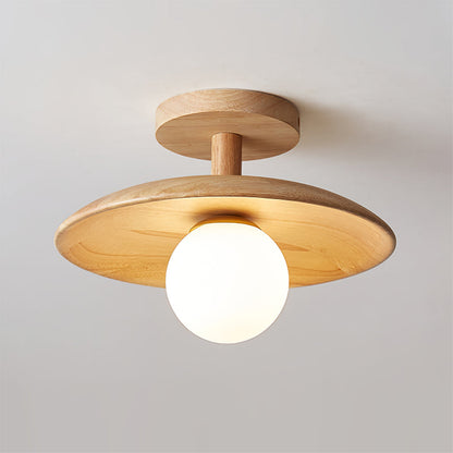 Wooden Ceiling Lamp With Natural Finish For Low Ceilings NALANI