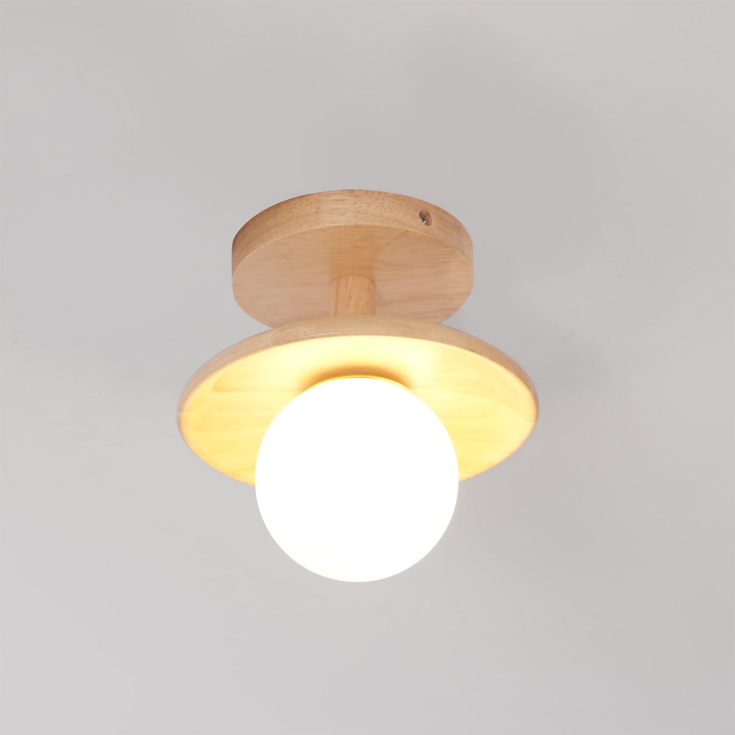 Wooden Ceiling Lamp With Natural Finish For Low Ceilings NALANI